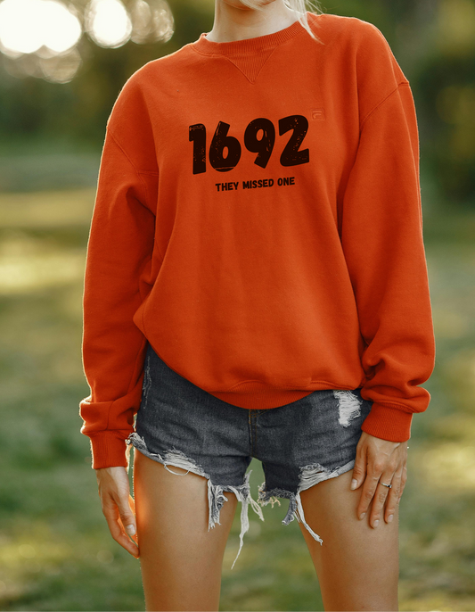 1692 They Missed One – Bold Orange Salem Witch Trials Sweatshirt