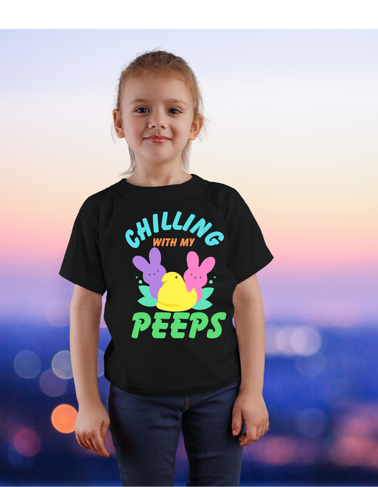 Chilling With My Peeps – Kids Tee 🐣💜💛💗