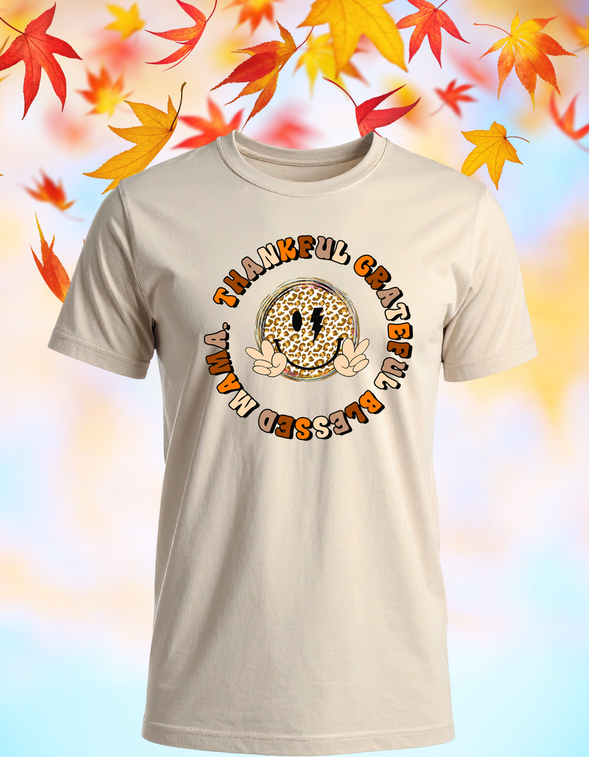 Thankful Grateful Blessed Mama Fall T-Shirt