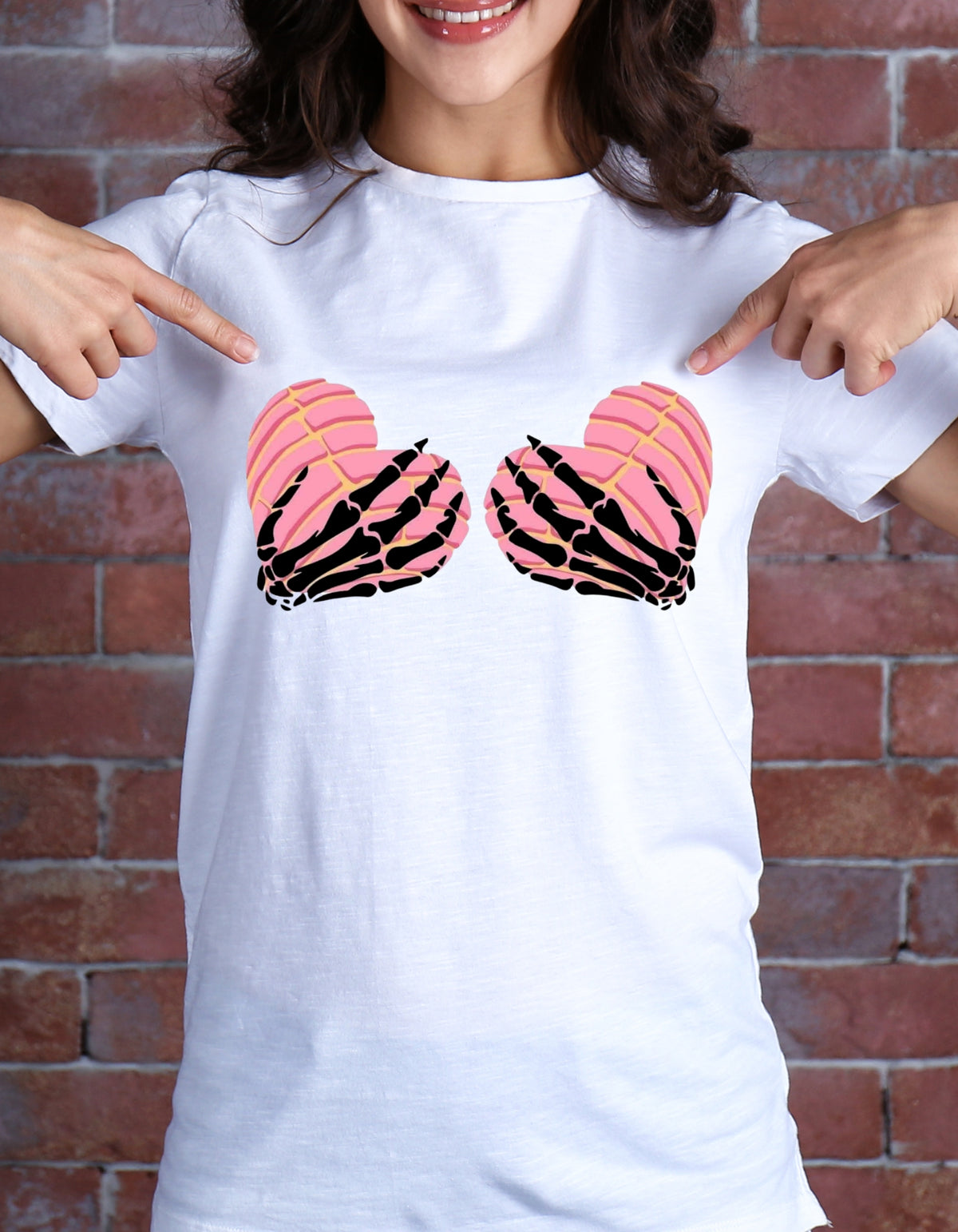 Skeleton Hands Pink Conchas T-Shirt