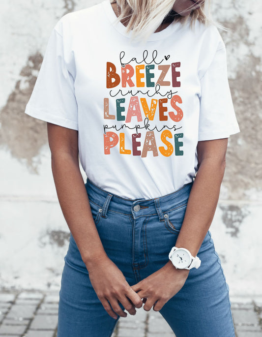 Fall Breeze Crunchy Leaves Pumpkins Please T-Shirt