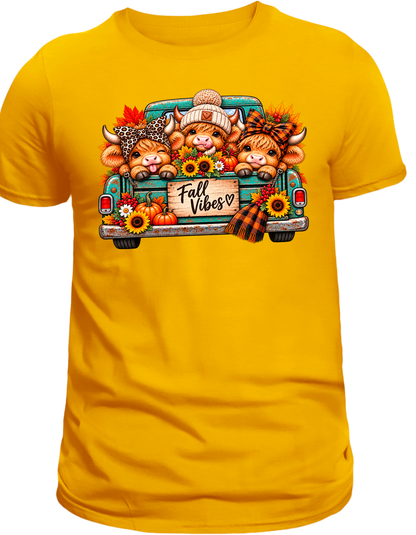Highland Cow Leopard Bow Fall T-Shirt - product mockup