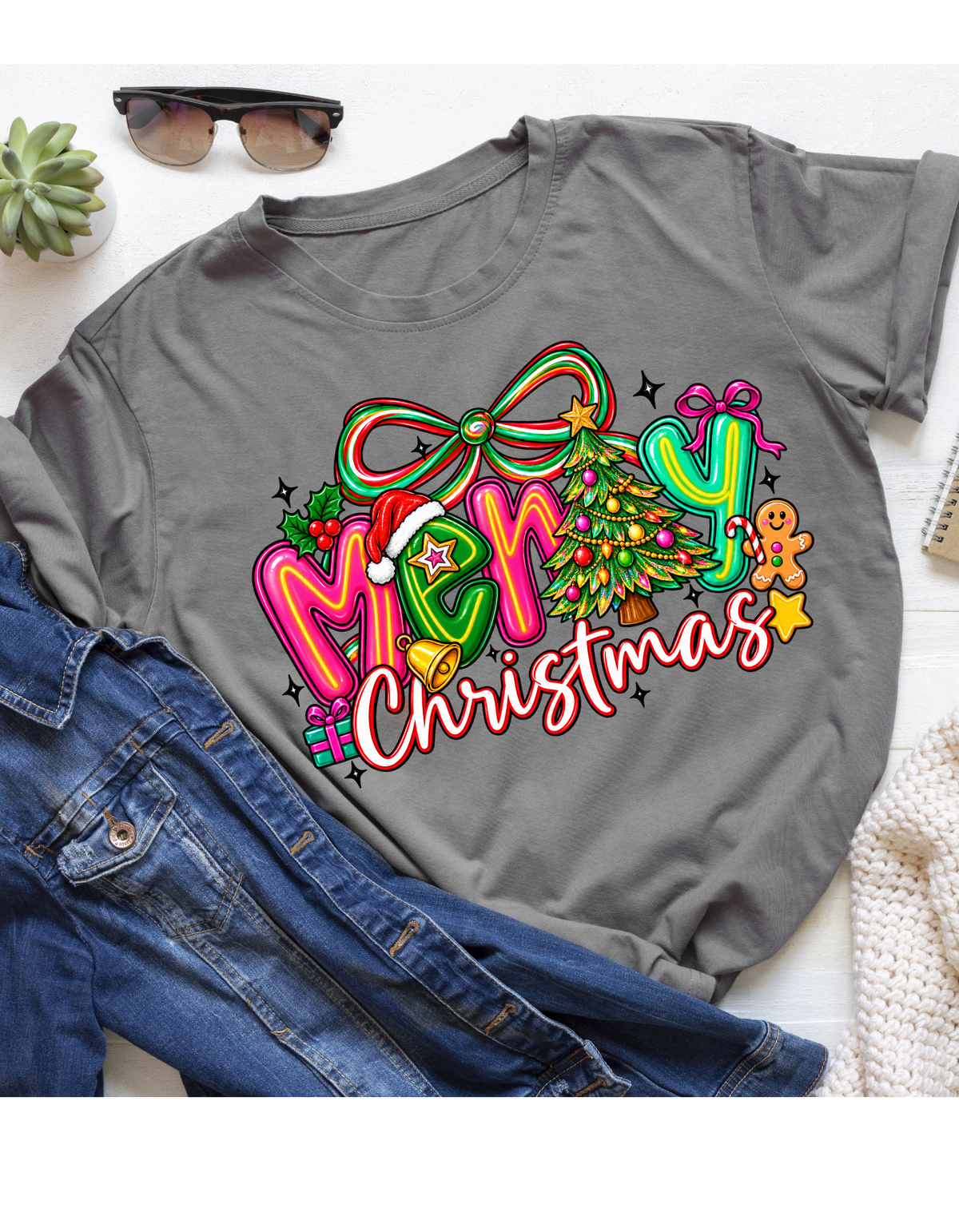 Merry Merry Merry Christmas Santa T-Shirt - product mockup