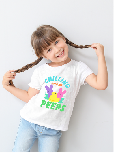Chilling With My Peeps – Kids Tee 🐣💜💛💗
